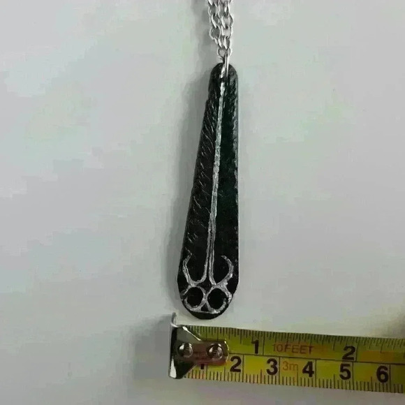Reaper's Sword Goth choker necklace on a silver chain ✦ black teardrop pendant ✦ - Picture 13 of 14